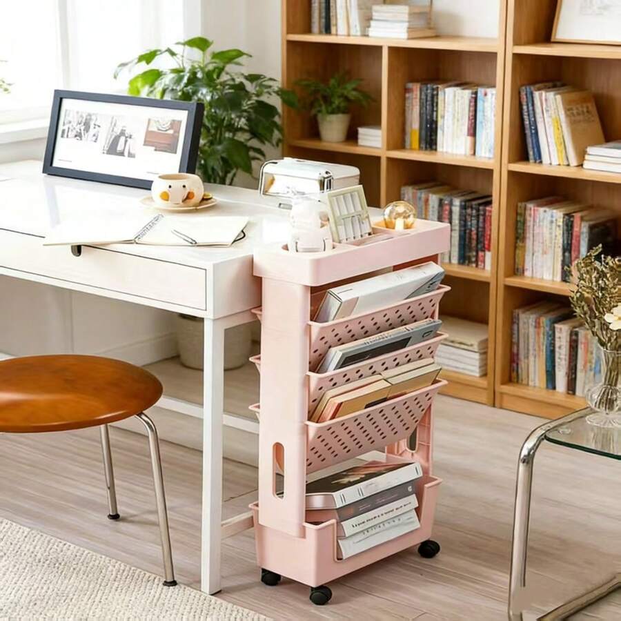 Rolling File Cart - 5-Tier Rolling Storage Cart With Perforated