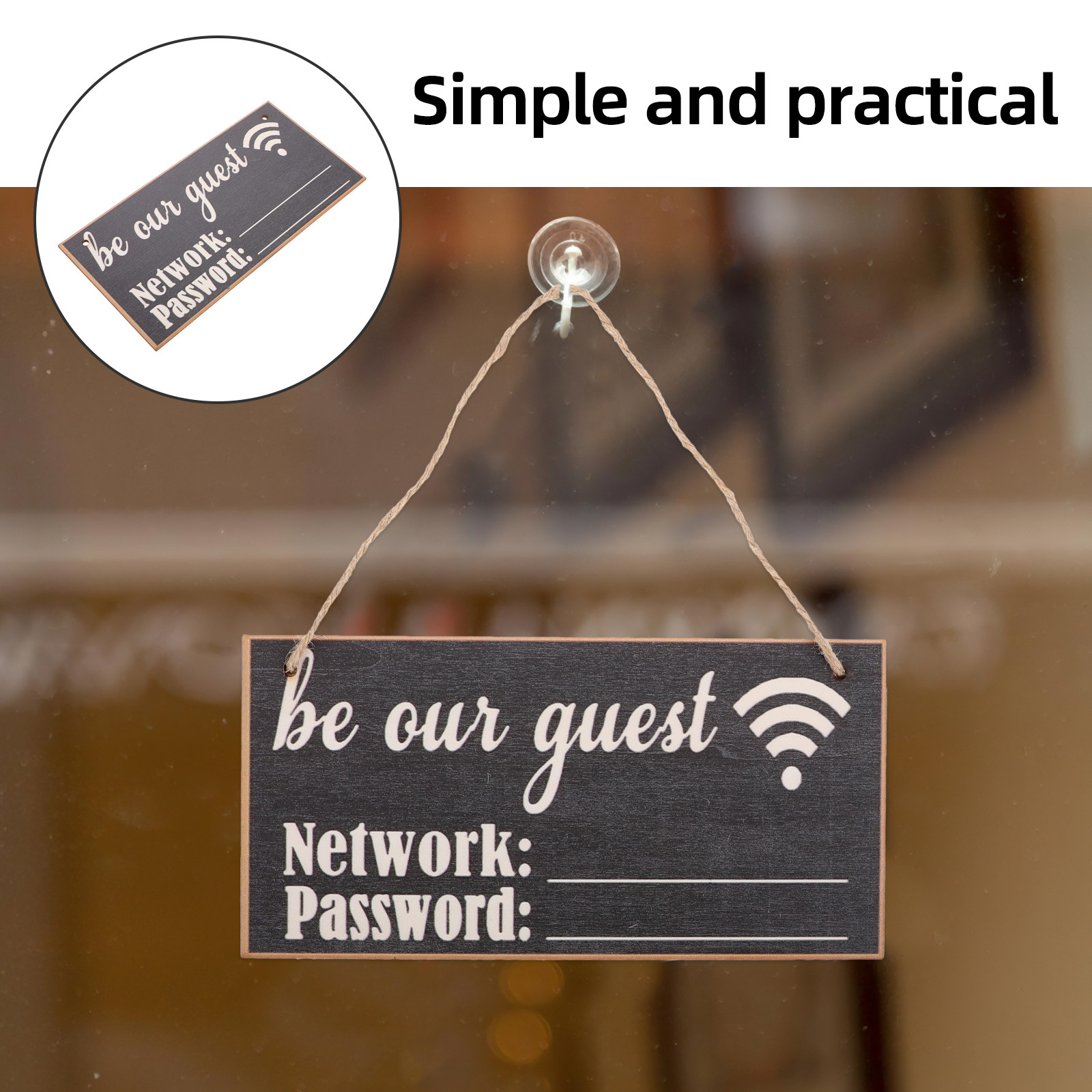 Home Office Guest Room - 2Pcs Wooden WiFi Password Signs Home