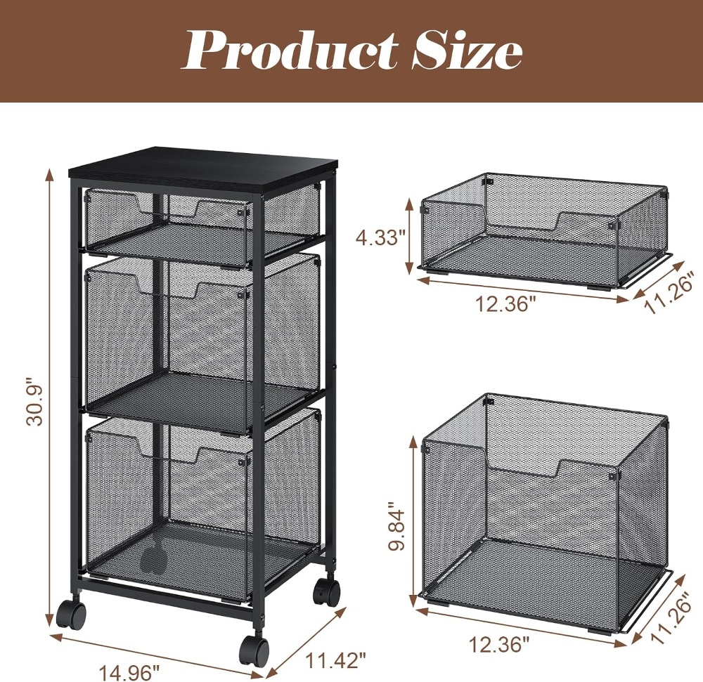 3 Drawer Mobile File Cabinet f - Rolling File Cart 评论和价格