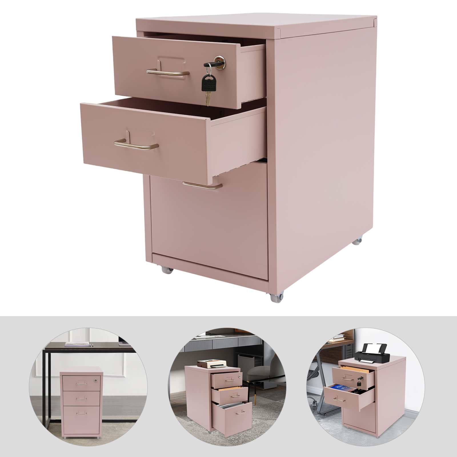 3 Tiers Rectangular Steel Vert - Rolling File Cart 评论和价格