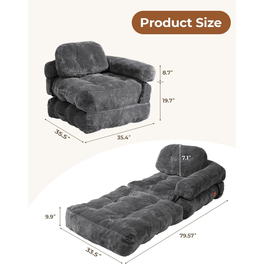 L-shaped Sofa Bed with Back Su - Home Office Guest Room 评论和价格
