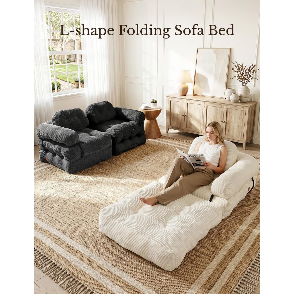 L-shaped Sofa Bed with Back Su - Home Office Guest Room 评论和价格