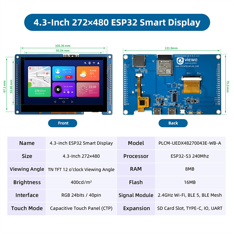 ESP32 S3 4.3 Inch 480*272 Capa - Monitor Arm Dual 评论和价格