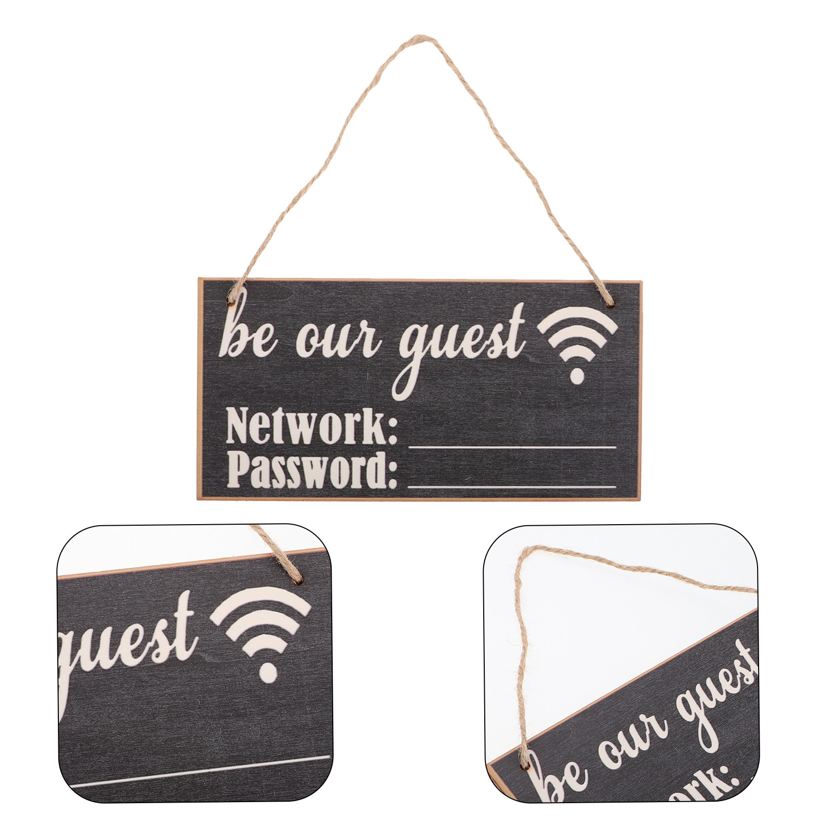 2Pcs Wooden WiFi Password Sign - Home Office Guest Room 评论和价格