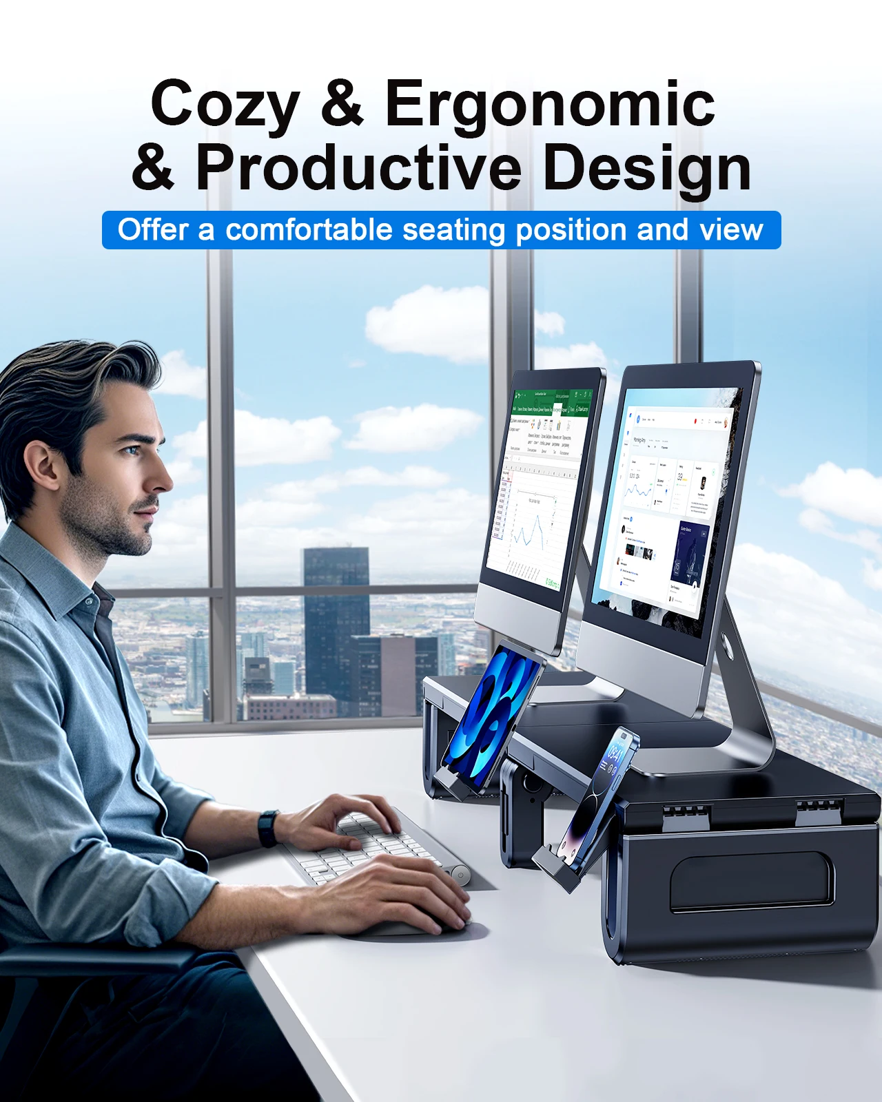 Oatsbasf Dual Monitor Stand Ri - Monitor Riser Stand 评论和价格